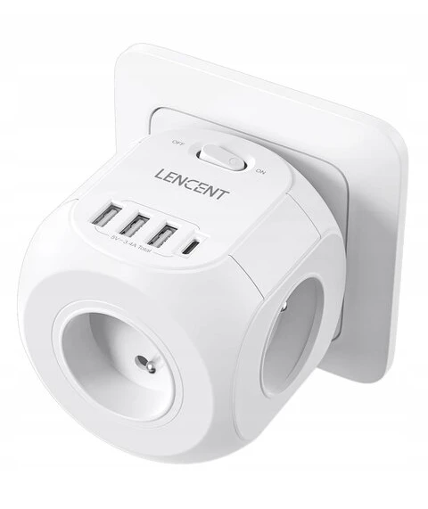 Usb lizdas Lencent 4 lizdai 3 usb, 1 tipo c prievadas, įkroviklis