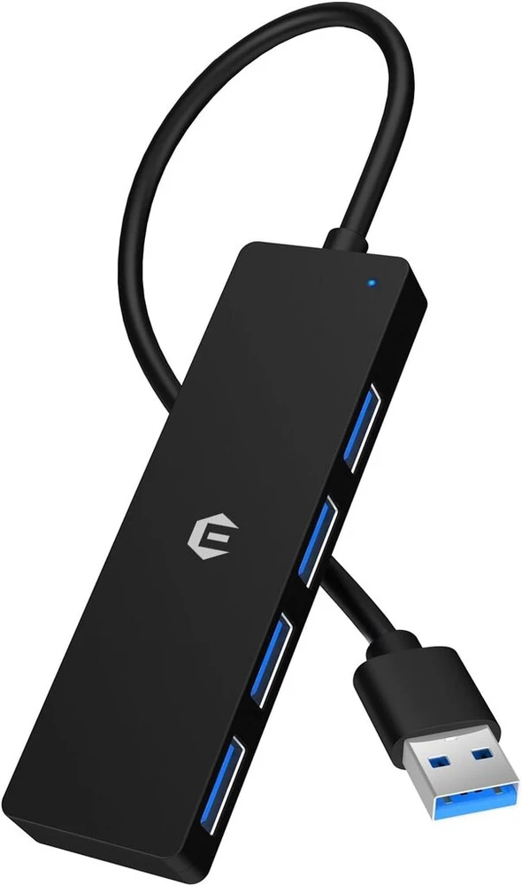 Usb šakotuvas, usb dokas, usb 3.0 5 gbps šakotuvas, itin plonas nešiojamas duomenų šakotuvas, 4 viename usb šakotuvas su 4 x usb 3.0, suderinamas su windows, macos, linux, chrome os sistemomis