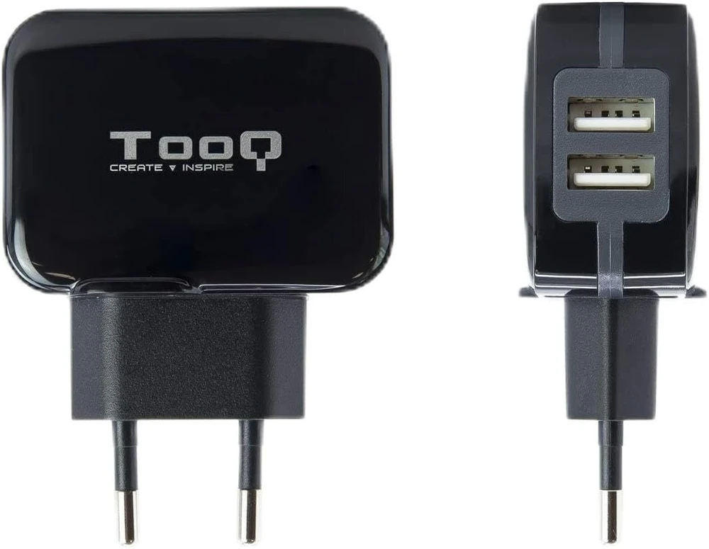 Usb sieninis įkroviklis su ai tech technologija, juodas, suteikia 2 usb prievadus ir bendrą 3.4a išvestį. idealiai tinka efektyviam ir saugiam mobiliųjų įrenginių įkrovimui