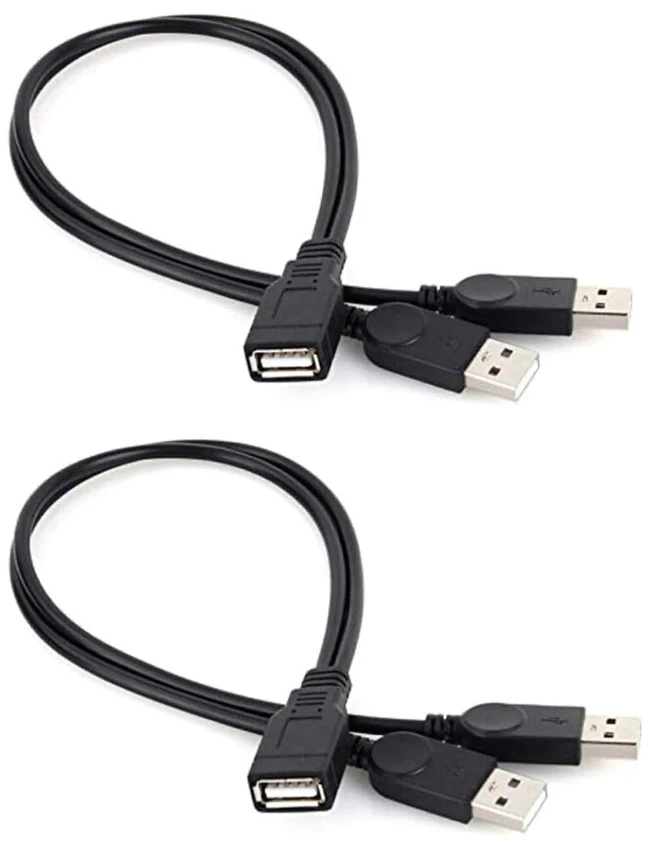 Usb Y tipo daliklis: 1 moteriškas į 2 vyriškus (įkrovimui)