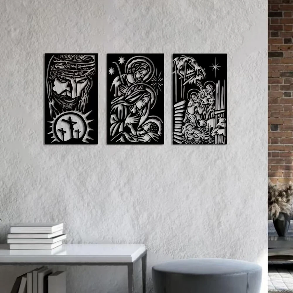 Plakatas Ustel metalinė sienų dekoracija, juoda, minimalistinio stiliaus, miegamojo, svetainės, pakabinama, 40 x 25 cm, 3 vnt.