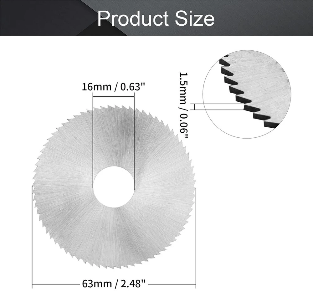 Utoolmart diskinis pjūklas 63mm x 16mm x 1.5mm greitapjovis plienas, griovelių pjūklas 72 dantys skirtas plienui, variui, metalui, plastikui, medžiui pjauti