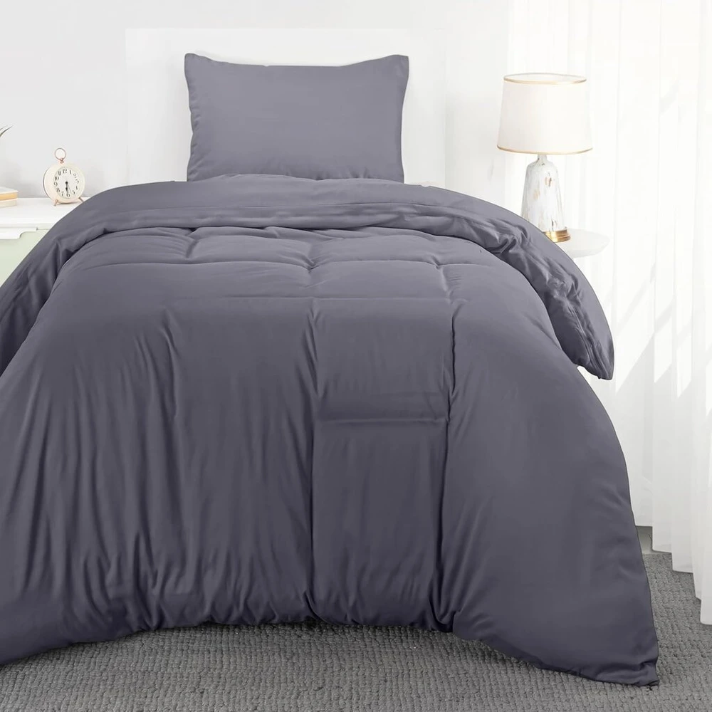 Utopia Bedding patalynės komplektas 135 x 200 cm, mikropluošto antklodės užvalkalas 135 x 200 cm + 1 pagalvės užvalkalas 80 x 80 cm, pilkas