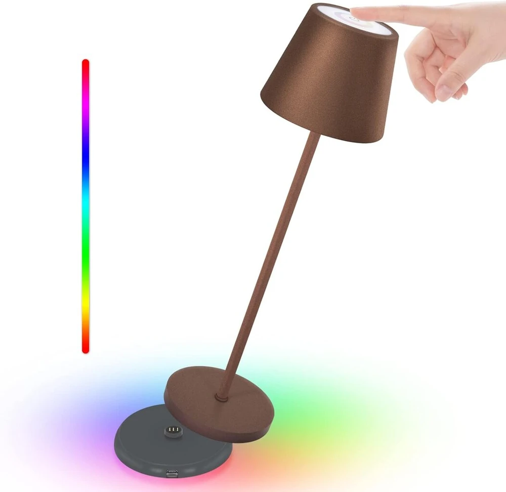 Uuffoo belaidė Led stalinė lempa, jutiklinė pritemdoma Led stalinė lempa 4000 K, pagaminta iš aliuminio, įkraunama 5000 Mah su kontaktine įkrovimo stotele 18 W, apsaugos klasė Ip54, naudojimui patalpose / lauke, aukštis 38 cm