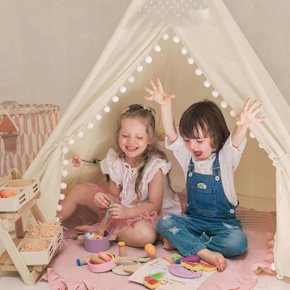 VAIKIŠKA TIPI PALAPINĖ KAMBARIUI RINKINYS VIDAUS IR LAUKO Baltas