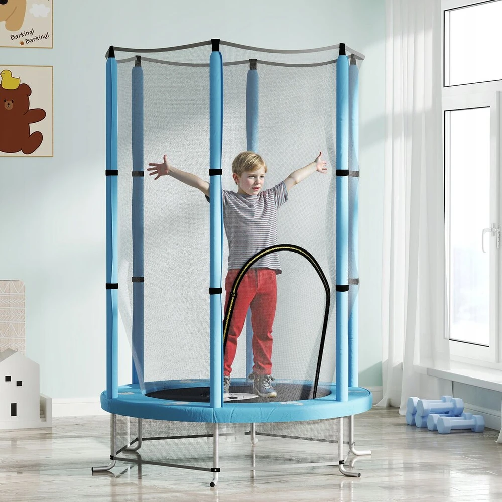 Vaikiškas batutas Ø140 cm, vidinis, su tinklu, mėlynas
