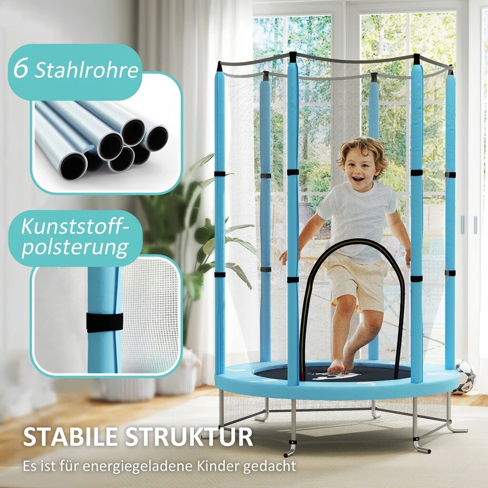 Vaikiškas batutas Ø140 cm, vidinis, su tinklu, mėlynas