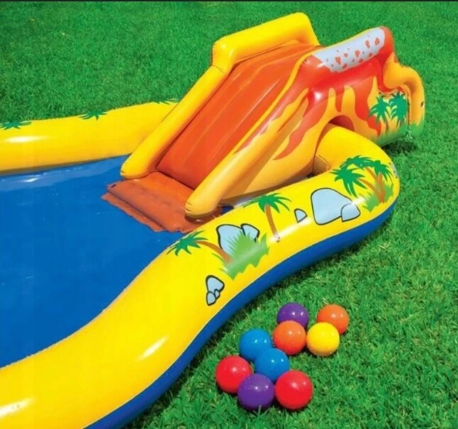 Vaikiškas pripučiamas baseinas su čiuožykla Žaidimų aikštelė 249cm x 191cm didelis Intex