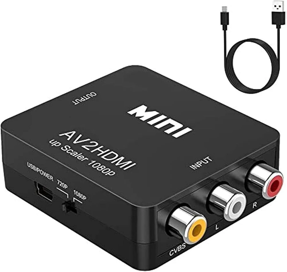 Televizorius Vaizdo keitiklis Rca į Hdmi, 1080p Av į Hdmi adapteris