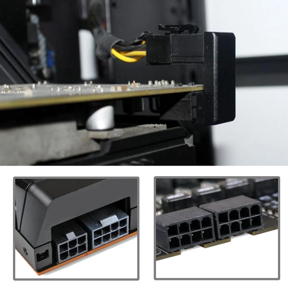 Vaizdo plokštė 2 vnt. 180° kampu Gpu 6-pin adapteris maitinimo jungtis