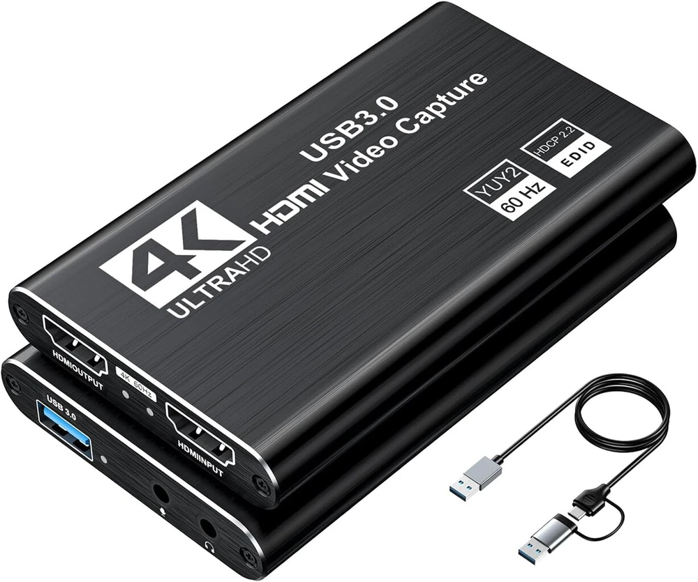 Vaizdo plokštė Xiixmask Vaizdo įrašymo plokštė, garso ir vaizdo įrašymo plokštė, Usb 3.0 įrašymo plokštė 4k Hdmi Loop-out, 1080p 60fps