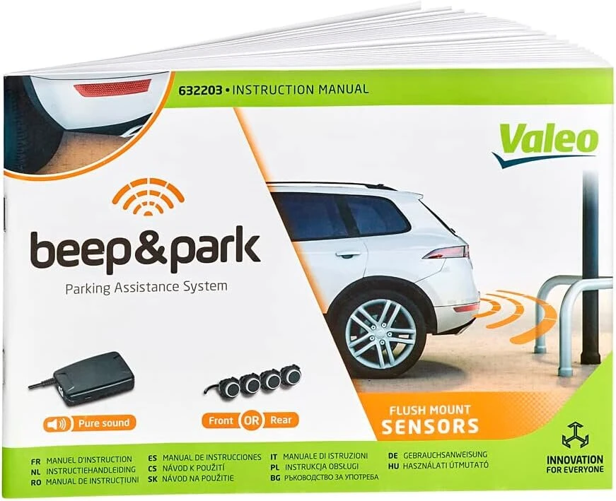 Valeo 632203 parkavimo pagalbos sistema Beep & Park rinkinys: 4 integruoti jutikliai + 1 garsiakalbis, montuojamas priekyje arba gale