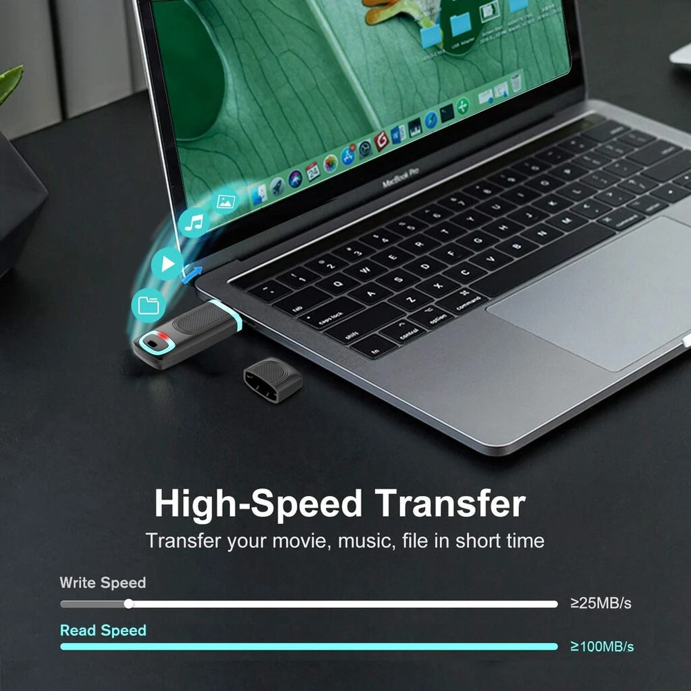 Vansuny Usb 3.0 atmintinė 512gb su Led indikatoriumi, ciano spalvos
