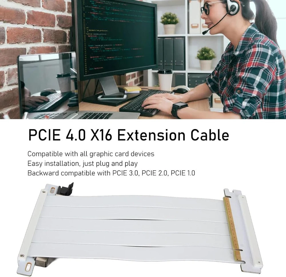 Vbestlife pcie 4.0 x16 riser kabelis, grafikos plokštės 180 laipsnių gpu prailginimo kabelis