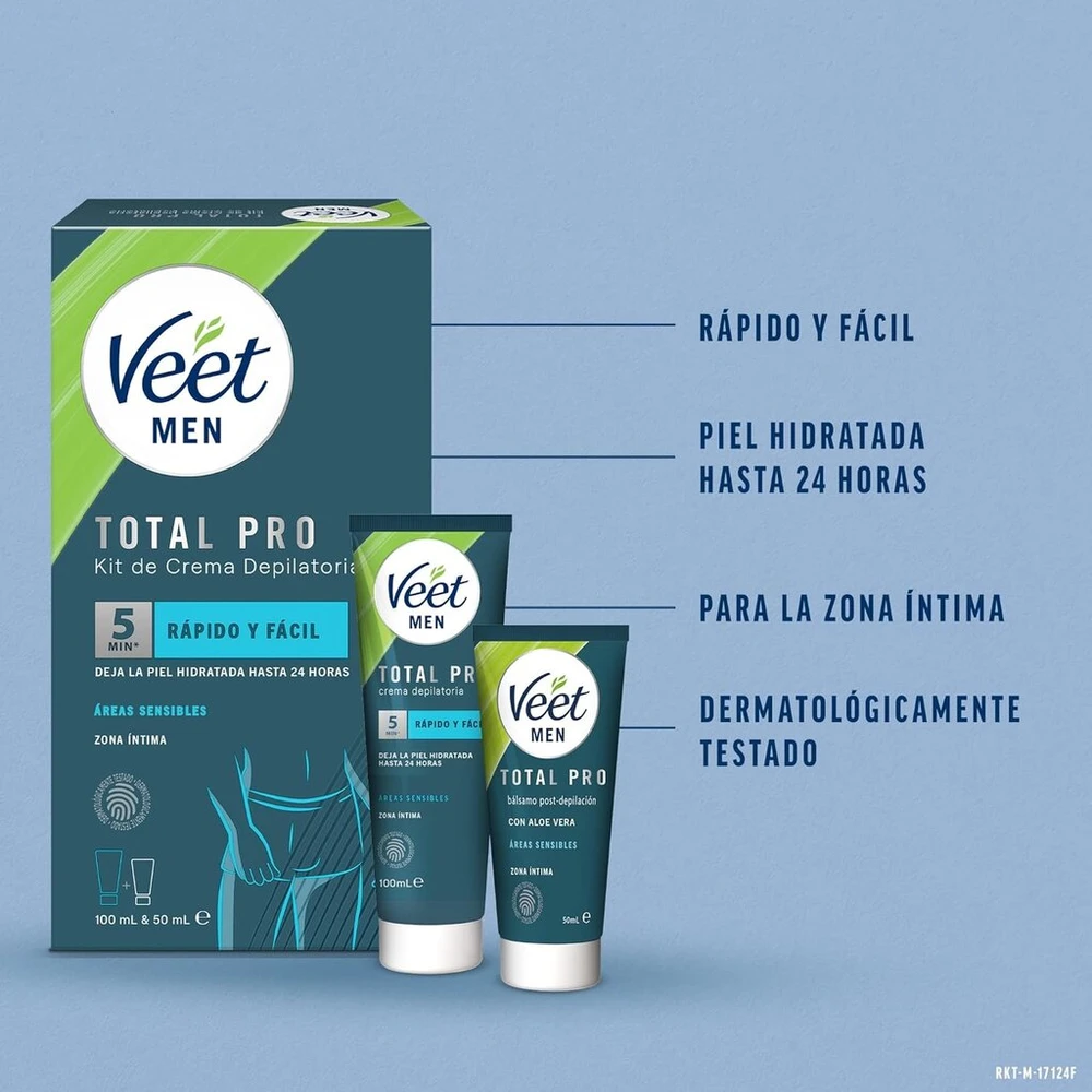 Veet Men Intimate plaukų šalinimo rinkinys - plaukų šalinimo kremas vyrams - 100 ml tūbelė ir 50 ml priežiūros balzamas