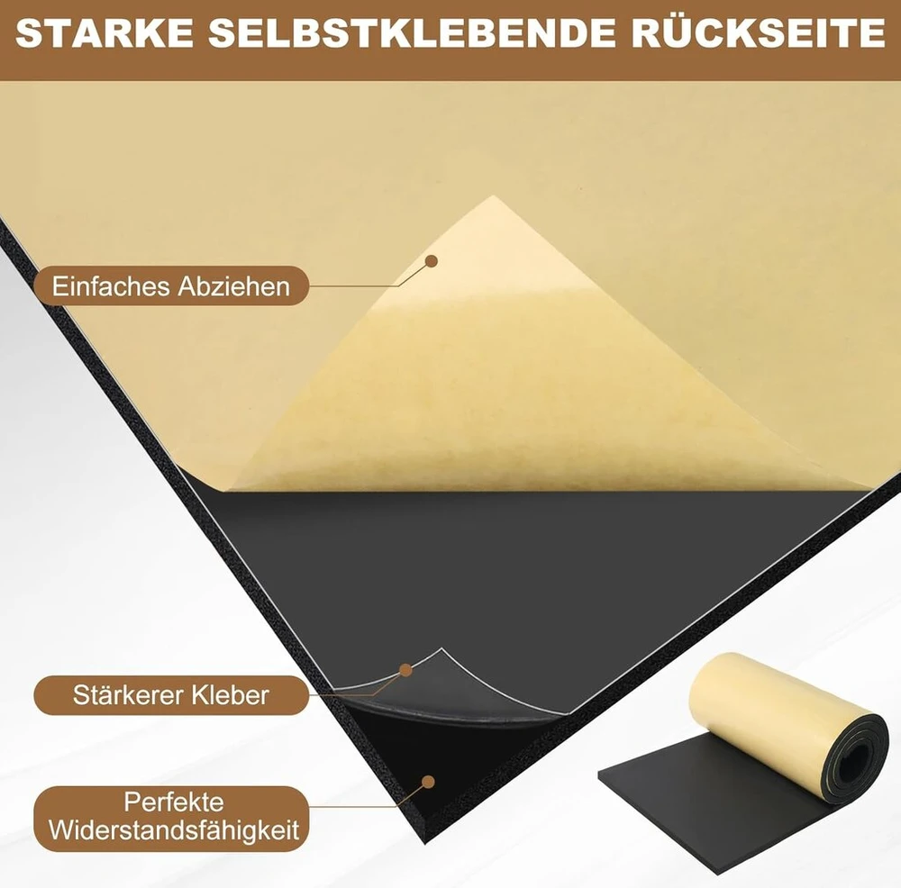 Vefhby lipni putplasčio plokštė, lipnus putplastis 300 mm x 1,5 mm x 1,5 m neopreno daugiafunkcinis izoliacinis kilimėlis, putplasčio ritinys neslystantis izoliacinis smūgio sugėrimo akustinis kilimėlis (juodas)