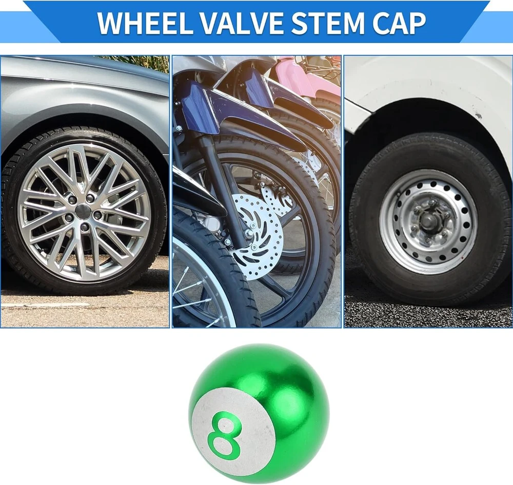 Vekauto 4 padangų ventilių dangtelių rinkinys, 17 x 17,8 mm automobilio rato ventilio dangtelis, universalus automobiliui, dviračiui, motociklui, apsauginis nuo smūgių aliuminio lydinio žalias padangų ventilių dangtelis, ventilio dangtelis, padangų ventil