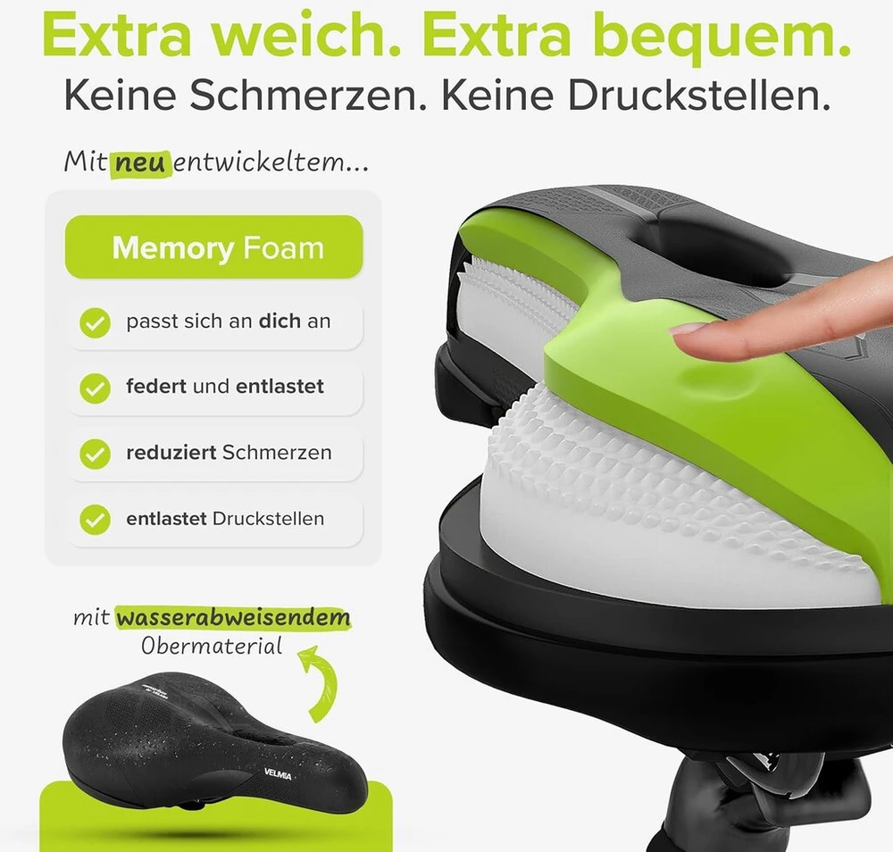 Velmia dviračio balnelis maksimaliam važiavimo komfortui dėl ergonomiškos [3 zonų koncepcijos] ir shockabsorb pakabos i dviračio balnelis vyrams ir dviračio balnelis moterims dviratis gravel bike mtb e kalnų dviratis