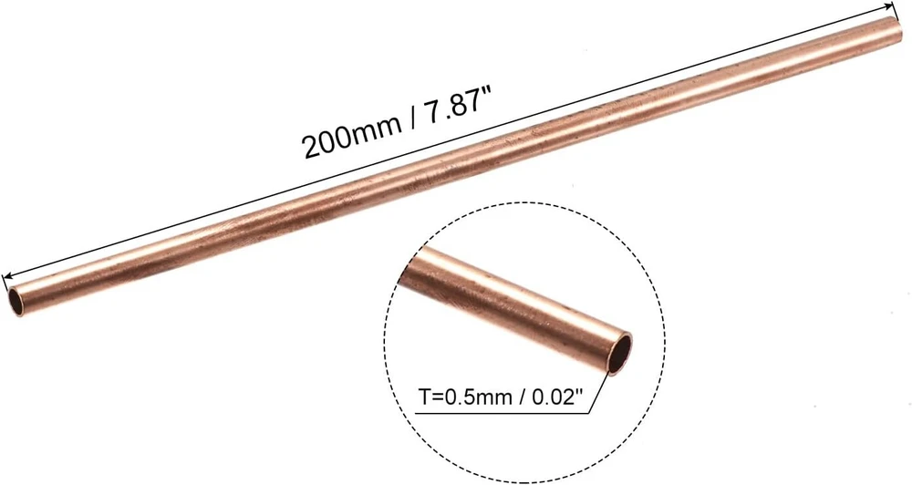Ventiliatorius Sourcing map varinis vamzdis 8 mm 9 mm 10 mm 11 mm 12 mm 13 mm išorinis skersmuo x 0,5 mm storis 200 mm ilgio varinis apvalus vamzdis, 6 vnt.