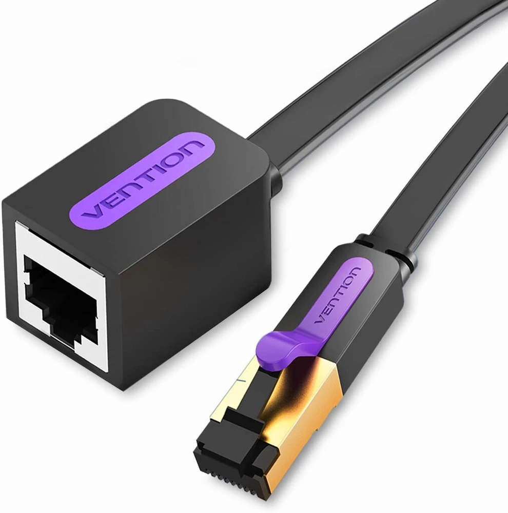 Vention Cat 7 lan kabelis plokščias ilgintuvas, 10 gbps ethernet kabelio ilgintuvas didelio greičio tinklo adapterio kabelis, 600 mhz cat7 rj45 kabelio palaikymas cat6a / cat6 / cat5e / cat5