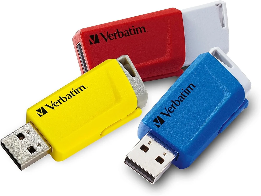 Verbatim Store 'n' Click Usb atmintinė 16gb, Usb 3.2 Gen 1, raudona/mėlyna/geltona