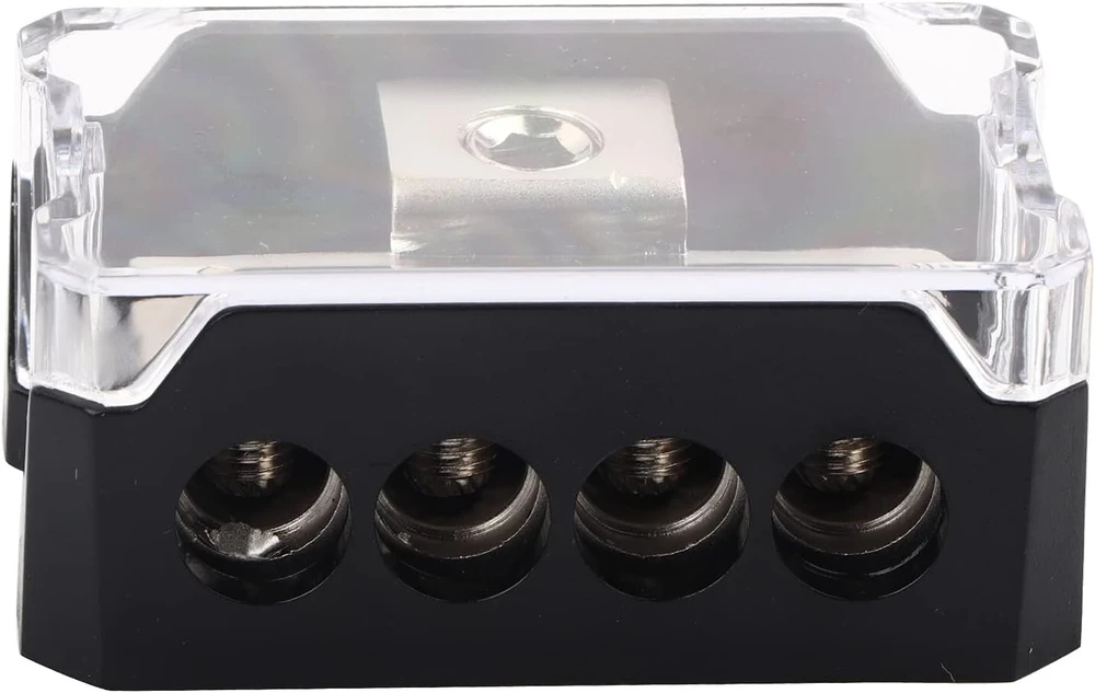 Verteblock, 12 V verte blokas, teigiamo poliaus verte, automobilio jungtis/verte blokas, automobilio arba įžeminimo blokas, saugiklis, automobilio arba maitinimo paskirstymo 1 x 0 Ga į 4 x 4 Ga išvesties skirstytuvas