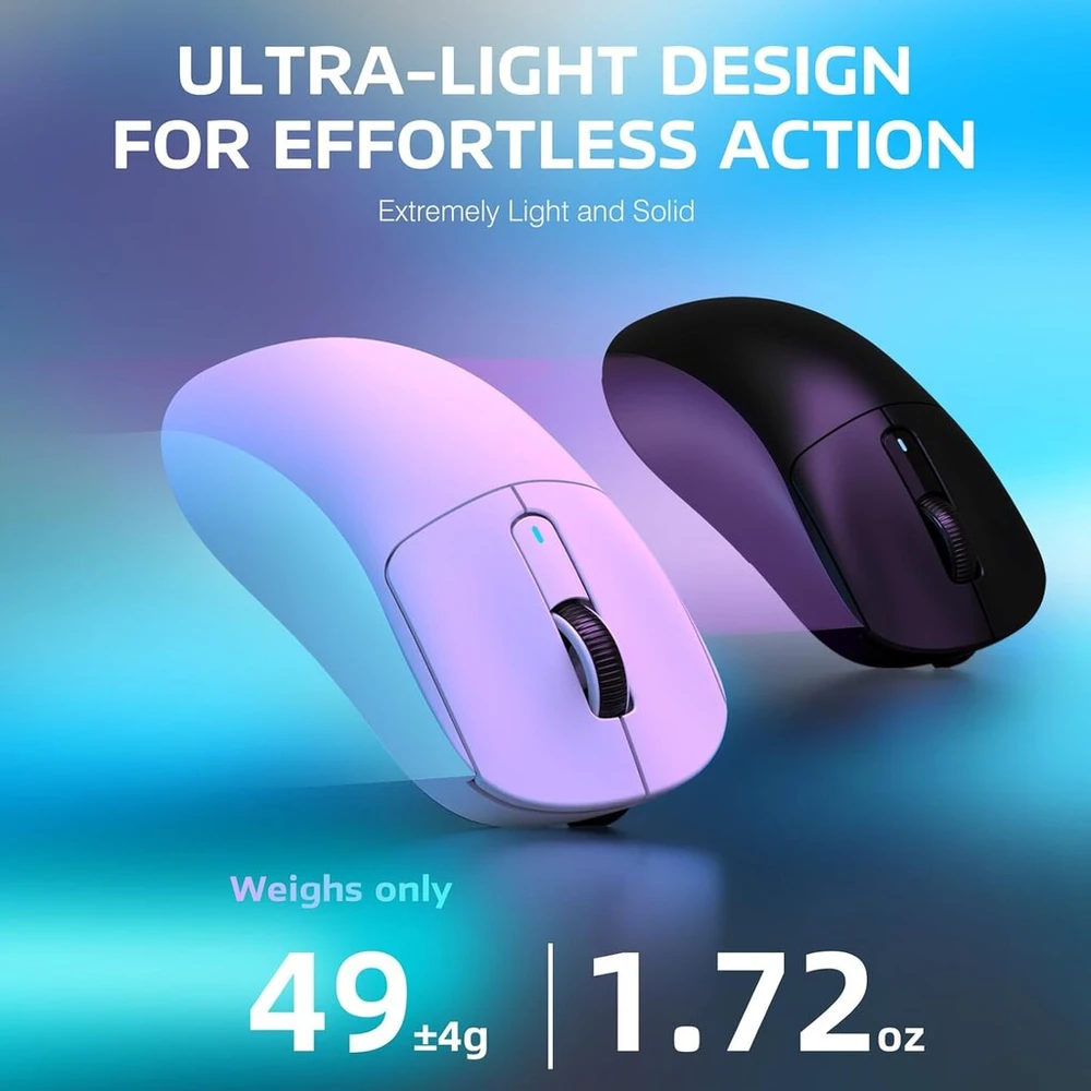 Vgn Gamepower x Attack Shark X3 Superlight belaidė žaidimų pelė, 49g itin lengva pelė, 26000dpi, Pixart Paw3395, 2.4g/bt/laidinis, Ptfe kojelės, iki 200 valandų baterija, G502, Pc/XBOX/ps/mac, balta