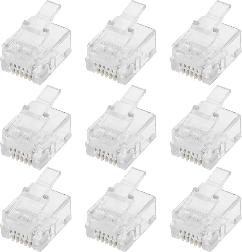 Vgol 50 vnt. telefono kabelio Rj12 kristalinė jungtis, skaidrūs Rj12 telefono jungtys Adsl Vdsl telefono kabelio užspaudžiami galiniai kištukai