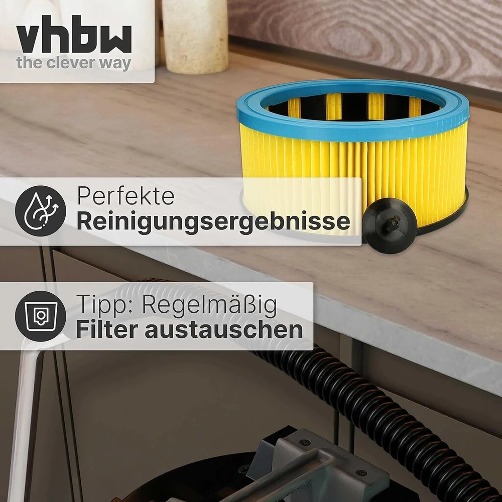 Vhbw klostuotas filtras, suderinamas su metabo as 1200, as 20 l, asa 1201, asa 1202, asa 32 l šlapio ir sauso valymo dulkių siurblio filtru, kasetinis filtras