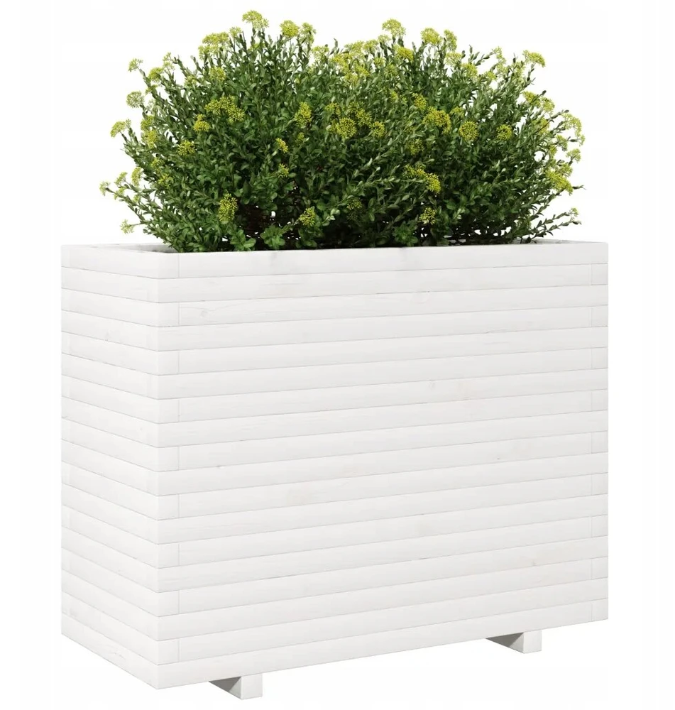 Vidaxl sodo lovelis, baltas, 90x40x72,5 cm, pušies medienos masyvas