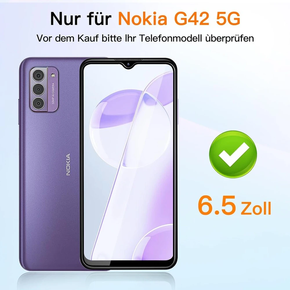 Videosecu 2 grūdinto stiklo ekrano apsaugų rinkinys, skirtas nokia g42, 5g ekrano apsauga, 9h kietumas, hd grūdinto stiklo ekrano apsauga be burbuliukų, 100% lietimo tikslumas, atsparus įbrėžimams, be riebalų