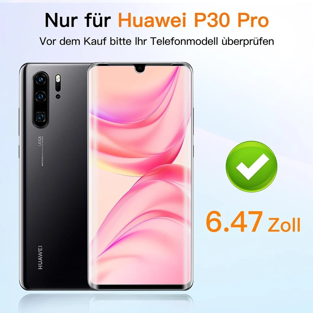 Videosecu grūdinto stiklo ekrano apsauga, skirta Huawei P30 Pro, 2 vnt., 9h kietumas, Hd, be burbuliukų, 100% lietimo tikslumas, atspari įbrėžimams, be riebalų, pilnas padengimas