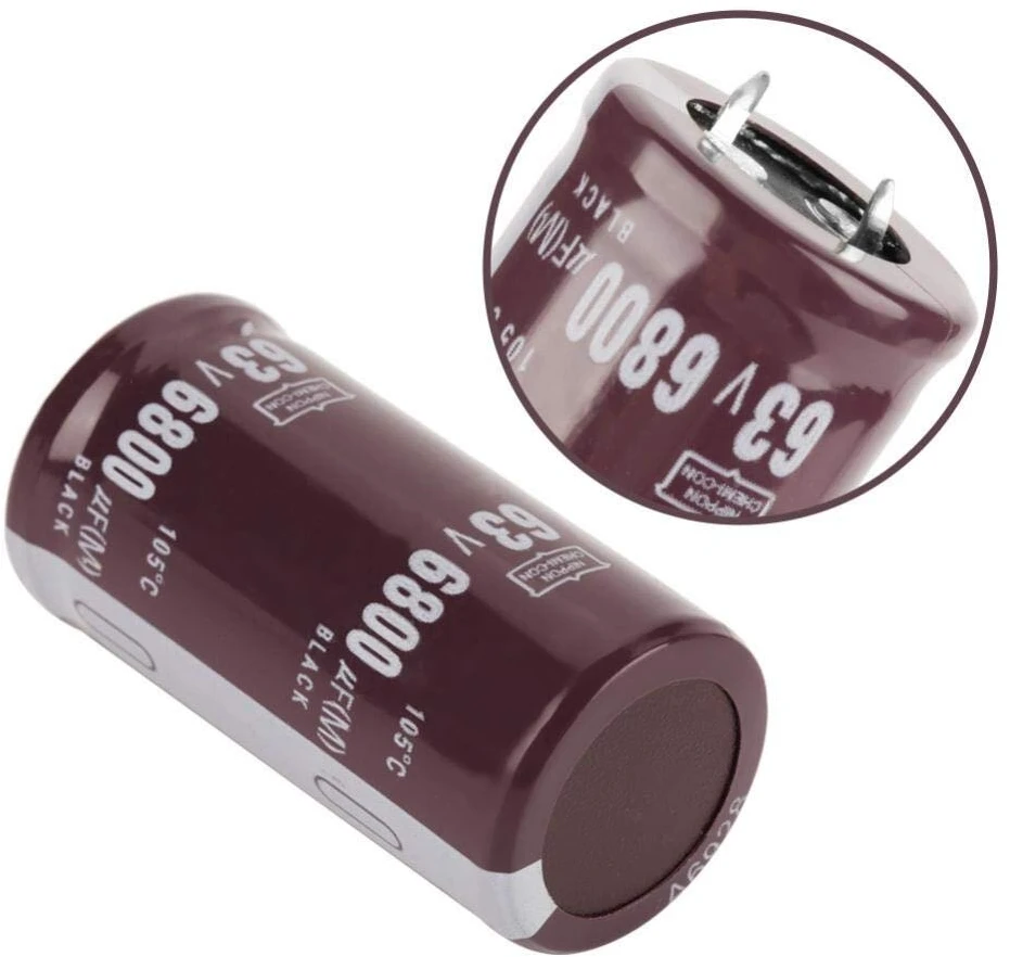 Vikye 2 vnt. 63v 6800uf elektrolitiniai kondensatoriai 25×50mm 105℃, didelio korpuso tipas, snap jungties tipas - didelis tikslumas ir stabilumas, labai praktiški