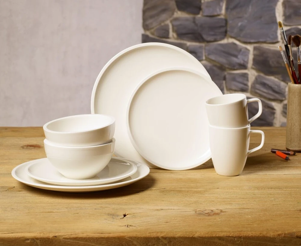 Villeroy & Boch Artesano valgomojo servisas dviems, 8 dalys, aukščiausios kokybės porcelianas, balta