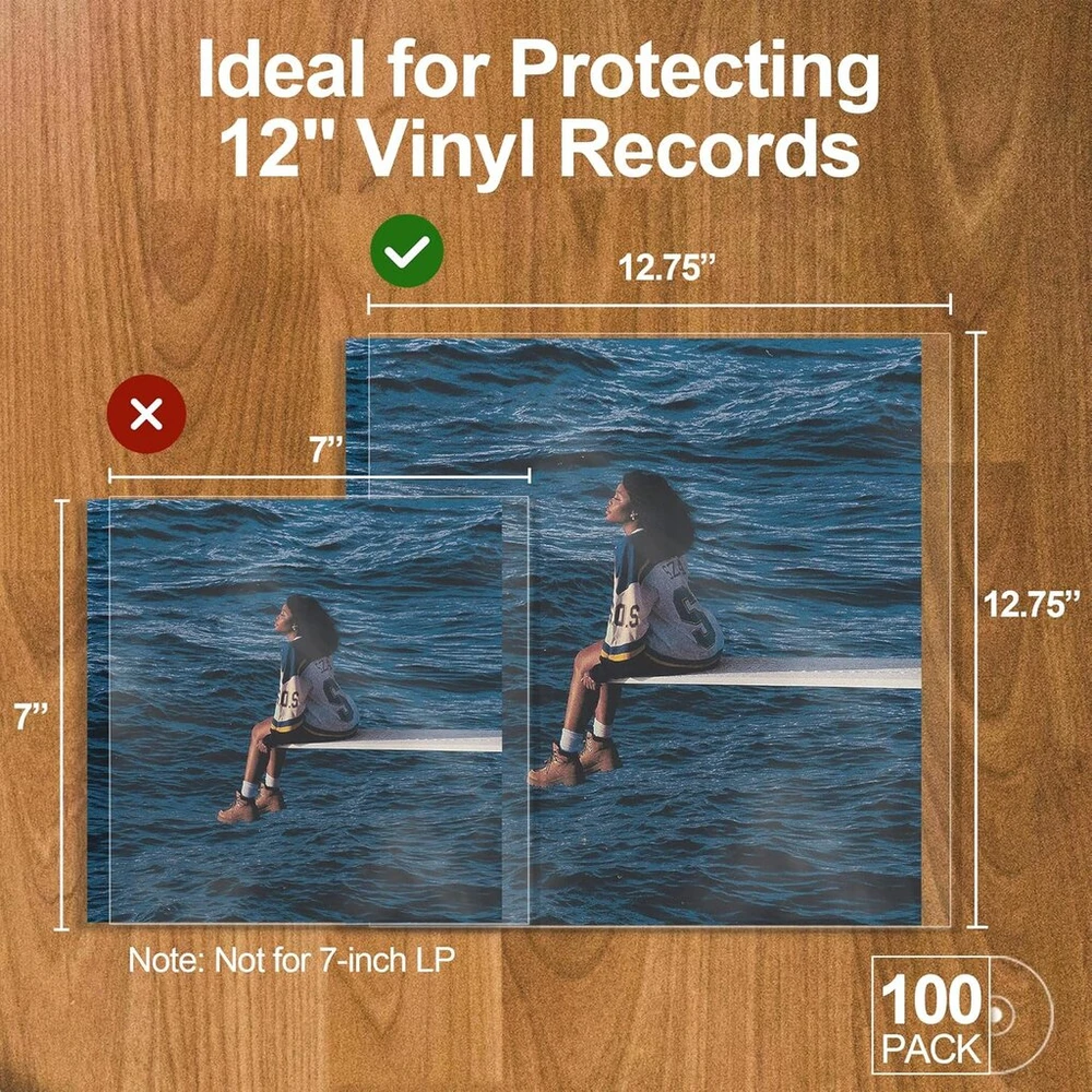 Vinilinė plokštelė Gpxiiz vinilo plokštelių įmautės 12 colių išorinės įmautės, 100 vnt. pakuotė Lp apsauginių viršelių, skaidrios vinilo įmautės, 12,75 x 12,75 colių plokštelių įmautės, skirtos vienkartiniams ir dvigubiems Lp