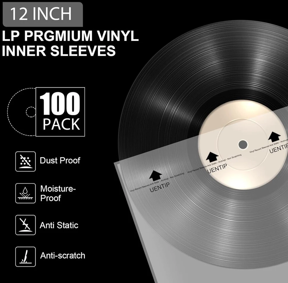 Vinilinė plokštelė Uentip 100 x 3 sluoksnių archyvinės kokybės vinilinių plokštelių vidinės įmautės apsaugo jūsų Lp albumus nuo įbrėžimų, purvo ir dulkių, be rūgščių išorinė įmautė (vidinės įmautės square)