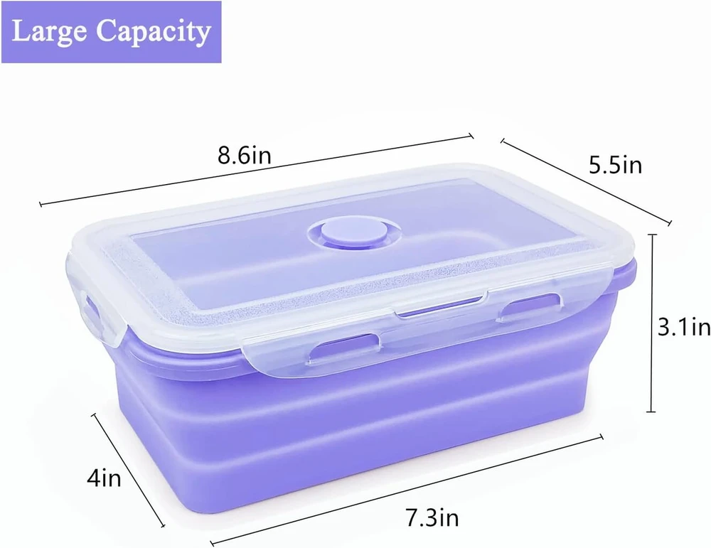 Violetinė sulankstoma maisto dėžutė 1200ml