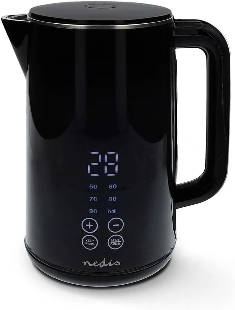 Virdulys - 1.7 l - plastikinis - juodas - 50, 60, 70, 80, 90, 100 °c - temperatūros ekranas - sukasi 360 laipsnių - paslėptas kaitinimo elementas - strix valdiklis - apsauga nuo virimo be vandens