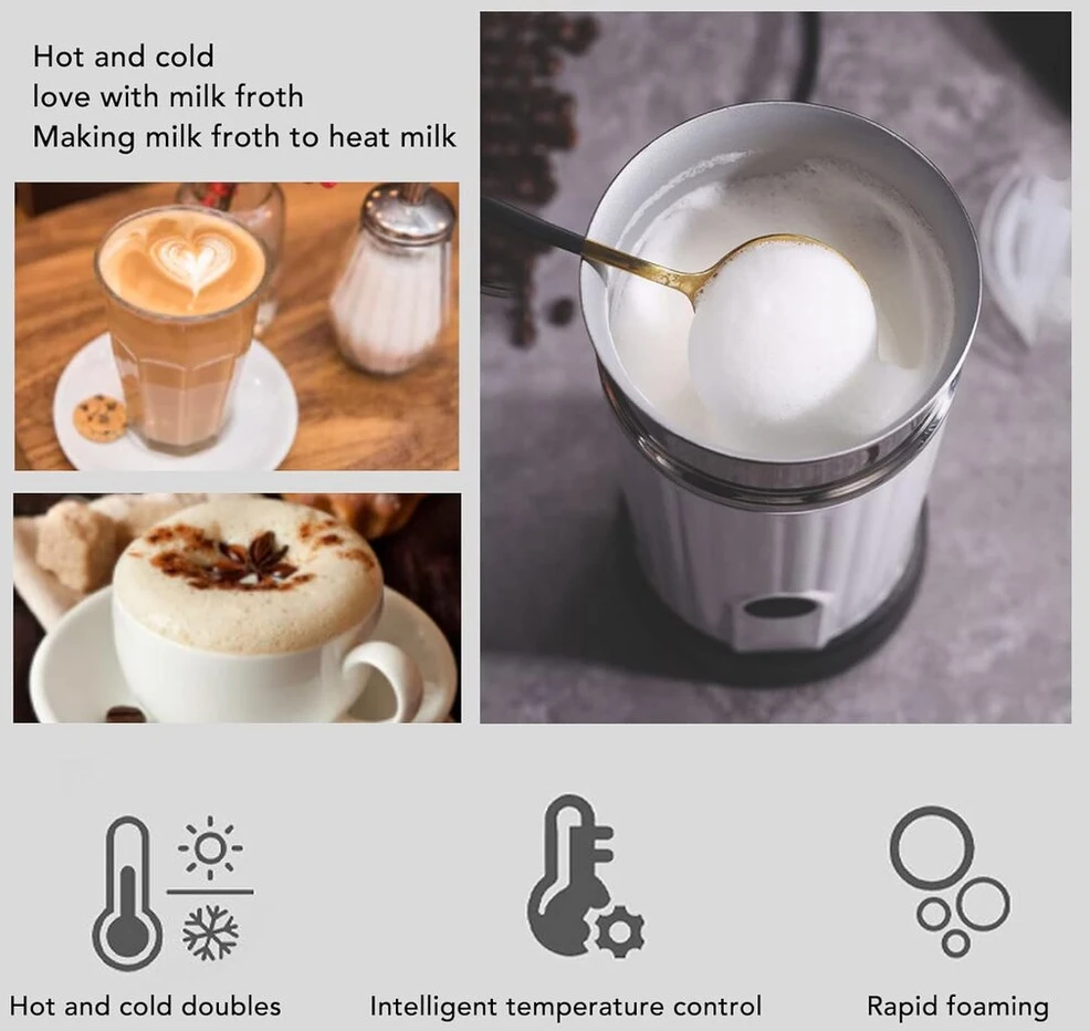 Kavos aparatas Visiškai automatinis pieno putų plakiklis elektrinis pieno garintuvas karšto/šalto pieno putų gaminimo aparatas, 240 ml, kavos šildytuvas latte, cappuccino, matcha, karštam šokoladui (eu kištukas)