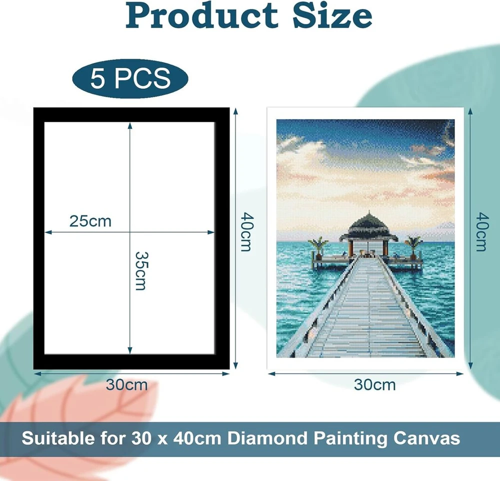 Plakatas Vmutga 5 vnt. deimantinės tapybos rėmelių rinkinys, 30 x 40 cm deimantinės tapybos paveikslų rėmelis, juodas lipnus magnetinis meno rėmelis, 5d deimantinės tapybos rėmelis deimantinei tapybai, 30 x 40 cm, sienų dekoracija