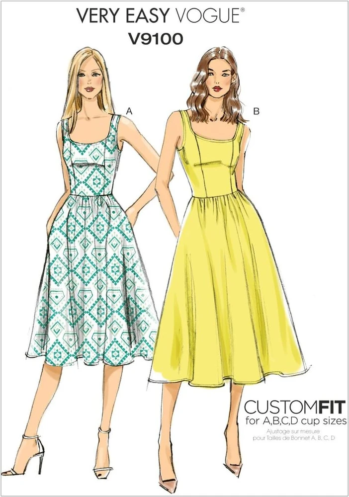 Vogue Patterns 9100 A5 dydžiai 6/8/10/12/14 suknelė