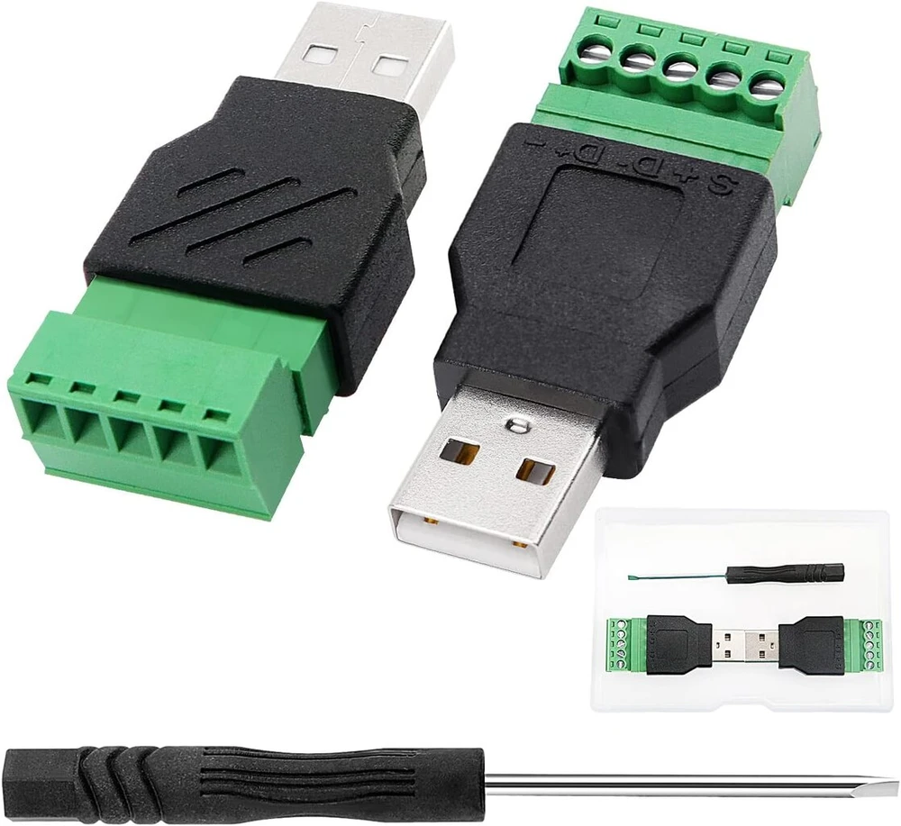 Voogenzek 2 vnt. Usb 2.0 Type A Male į 5 Pin Female Screw Usb Plug Terminal Male