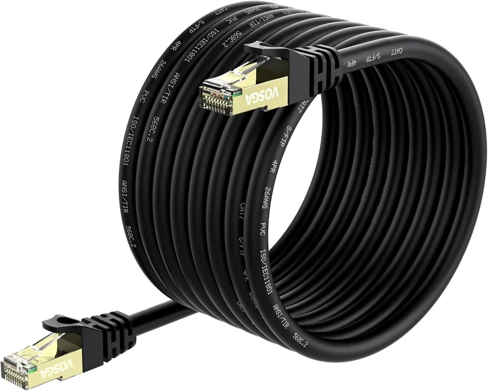 Vosga Lauko Cat 7 Ethernet Kabelis 75 m, 26awg Itin tvirtas tinklo Cat7 Gigabit Kabelis Patch Kabelis Rj45 paauksuotas vandeniui atsparus Ethernet Kabelis Tiesioginio laidų tinklo kabelis 75 m