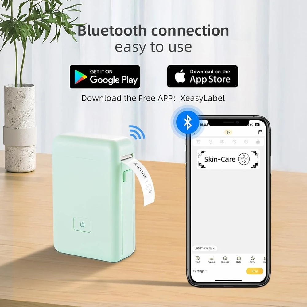 Vretti Mini etikečių spausdintuvas, Hp2 nešiojamas bluetooth etikečių spausdintuvas sandėliavimui, siuntimui, brūkšniniams kodams, paštui, biurui, namams, organizavimui, etikečių spausdinimo mašina su daugybe šablonų