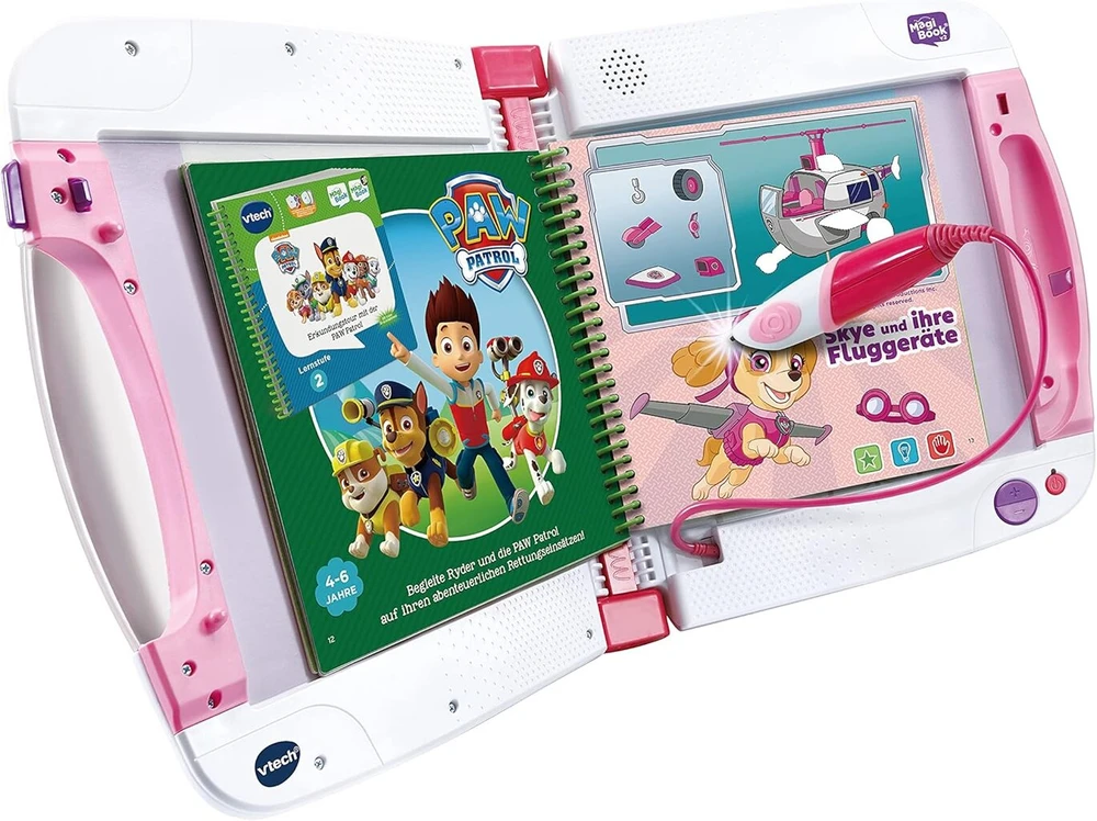 Vtech Magibook v2 rožinis su 2 mokomosiomis knygomis - interaktyvi mokymosi knygų sistema, skirta pasiruošti darželiui ir mokyklai - vaikams nuo 2 iki 7 metų