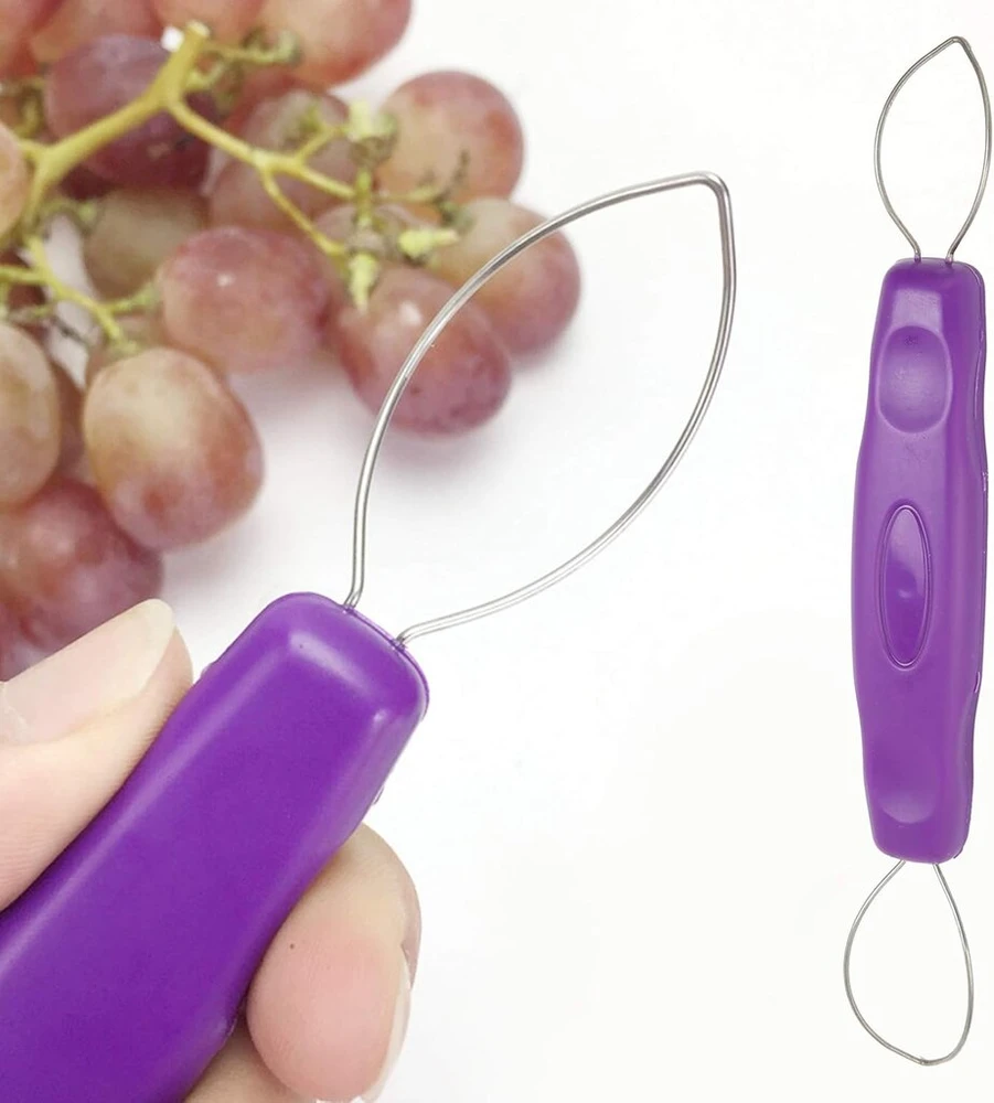 Vynuogių skustuvas, vaisių vynuogių lupimo įrankis, nešiojamas mini virtuvės prietaisas, lupimo įrankis, violetinis vynuogių pjaustytuvas vaikams, nerūdijantis plienas, violetinis vynuogių skustuvas, nešiojami mini vaisių įrankiai