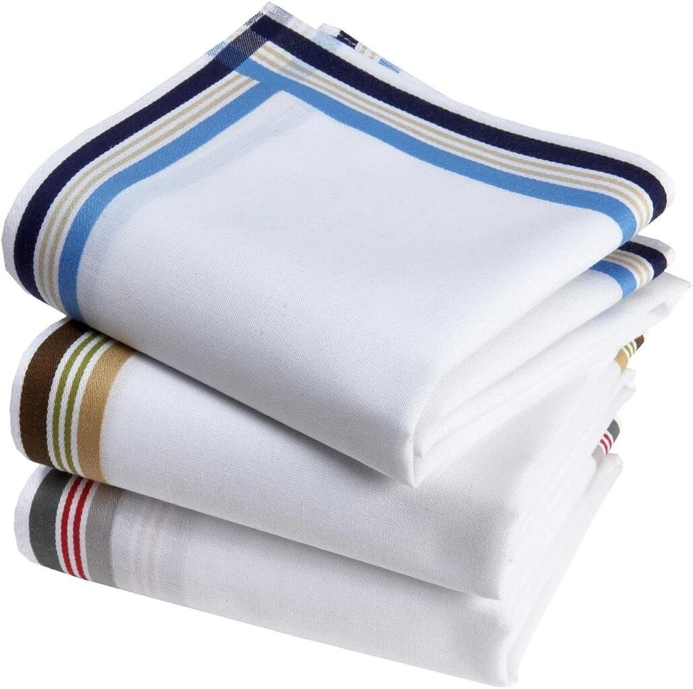 Vyriškos premium klasės 100% šukuotinės medvilnės nosinės, 45 cm x 45 cm, 3 vnt. pakuotė, modelis A18, asorti, 45 cm x 45 cm