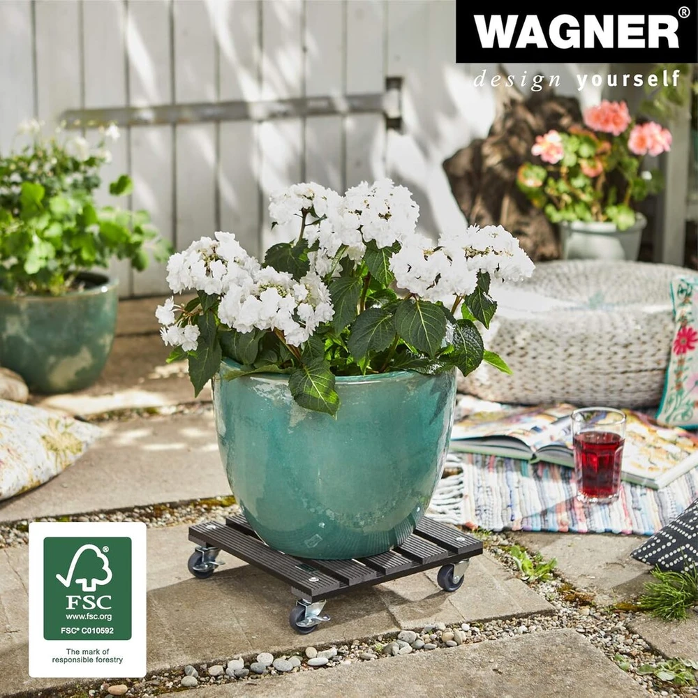 Wagner augalų riedėjimo platforma - wpc - medžio plastiko kompozitas, atsparus oro sąlygoms, charcoal spalvos