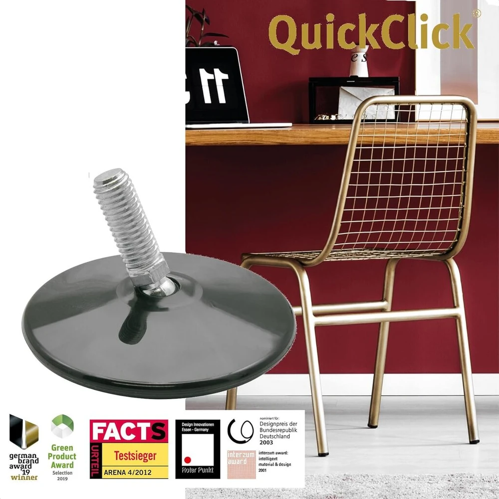 Wagner design reguliuojama kojelė / išlyginamoji kojelė su rutuliniu šarnyriniu sujungimu, skersmuo 70 mm, juoda, sriegtas varžtas m10 x 25 mm, baldų slystukai - plastikiniai juodi - skersmuo 50 mm, įskaitant - pagaminta de - 15427901