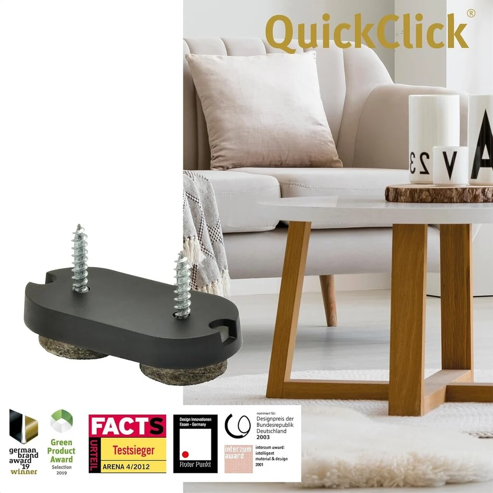 Wagner Quickclick slydimo padukai – 4 vnt., prisukami / Ultrasoft, 42 x 20 mm